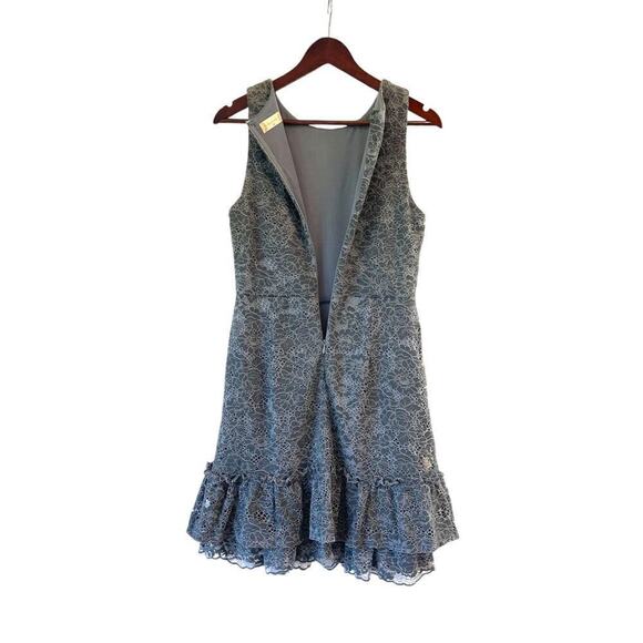 Altar'd State Lace Ruffle Mini Dress Blue Grey Color Sz Medium Floral Sleeveless - Picture 5 of 8